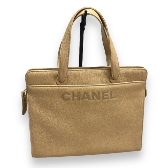 CHANEL 1997' Vintage Caramel Caviar Front Logo Top Handle Tote (1 of 11)