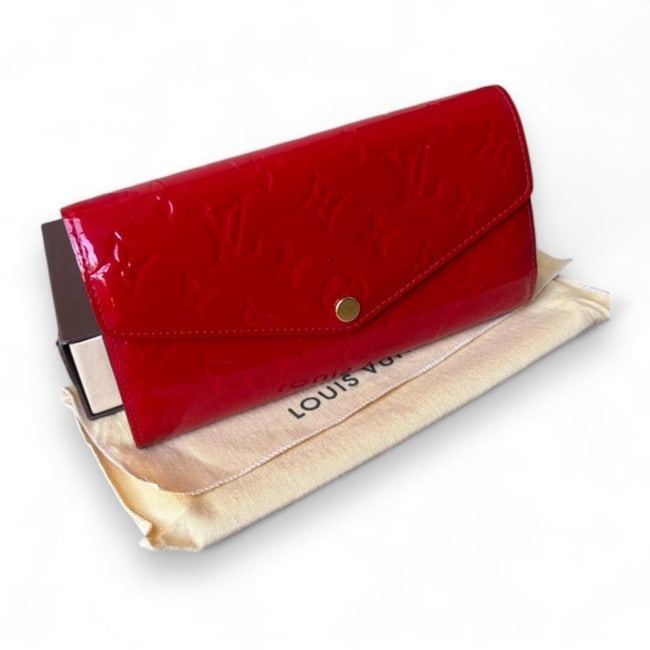 Louis Vuitton Red Monogram Vernis Sarah Wallet & Original Box (1 of 12)
