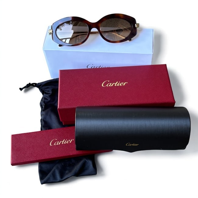 Cartier Havana Gold/Brown CT0213S 002 Sunglasses, Original Case, & Box (1 of 8)