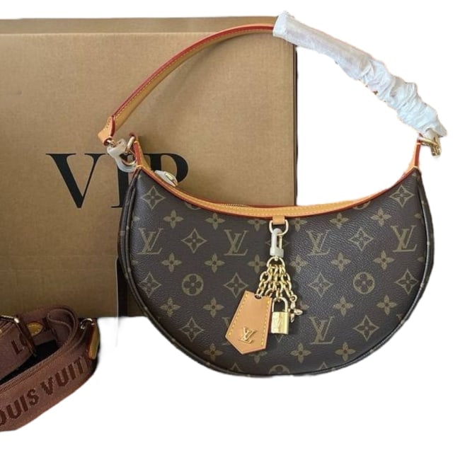 Louis Vuitton Brown Monogram Looping Beaute Bag & Original Box: • Louis Vuitton • Looping • Brown Monogram • Front Charms & Lock • Removable Strap • Zip Closure • Interior Slip Pocket • 11" x 6.7" (in) • Single Strap &b