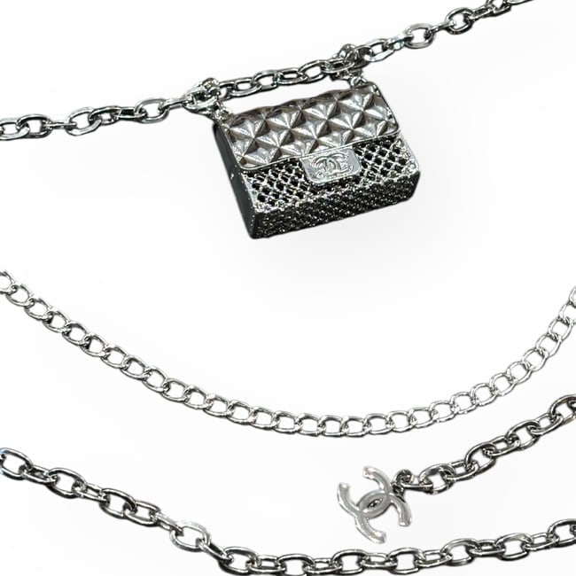 CHANEL Belt Silver Chain W/ Bag Charm Beaute Blt & Original Box (1 of 8)