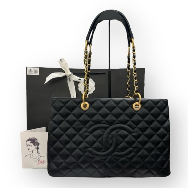 CHANEL Black Quilted Grand Shopping Beaute Tote & Original Gift Bag (1 of 9)