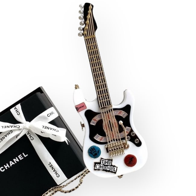 CHANEL Bag Collectors Piece Minaudiere White/Black Guitar Beaute Bag & Original Box (1 of 9)