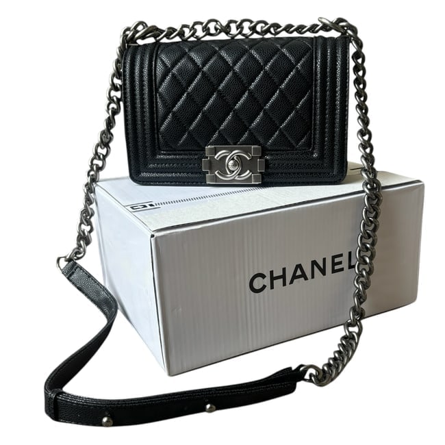 CHANEL Black & Silver Beaute Le Boy Bag & Original Box (1 of 12)
