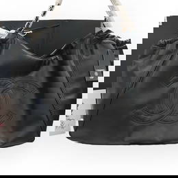 CHANEL LG Black/Silver Modern Chain Hobo Beaute Bag, Pouch, & Original Gift Bag