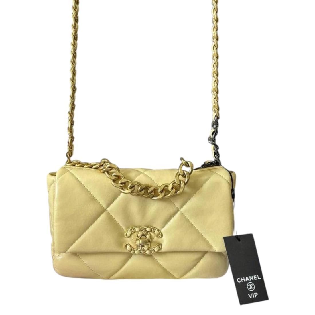 CHANEL Yellow Quilted 19 Beaute Shoulder Bag & Original Box (1 of 8)