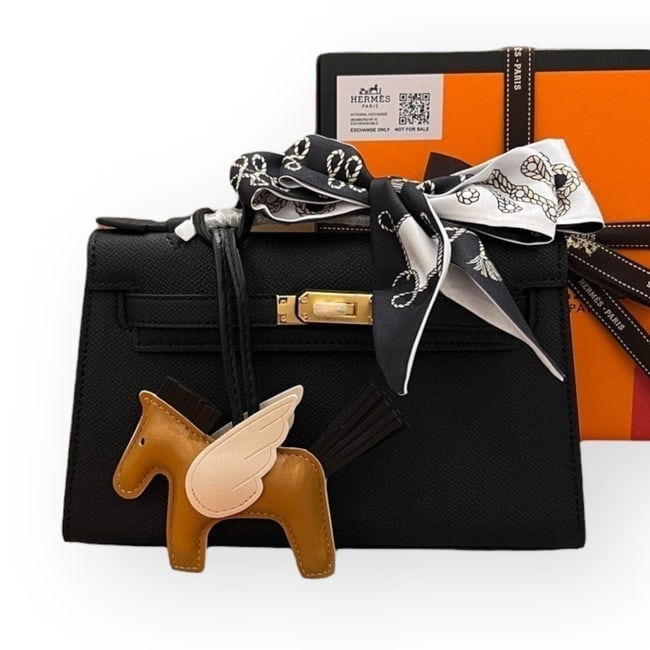 Hermes Kelly Black/Gold 2Way Carry Beaute Bag & Box (1 of 8)