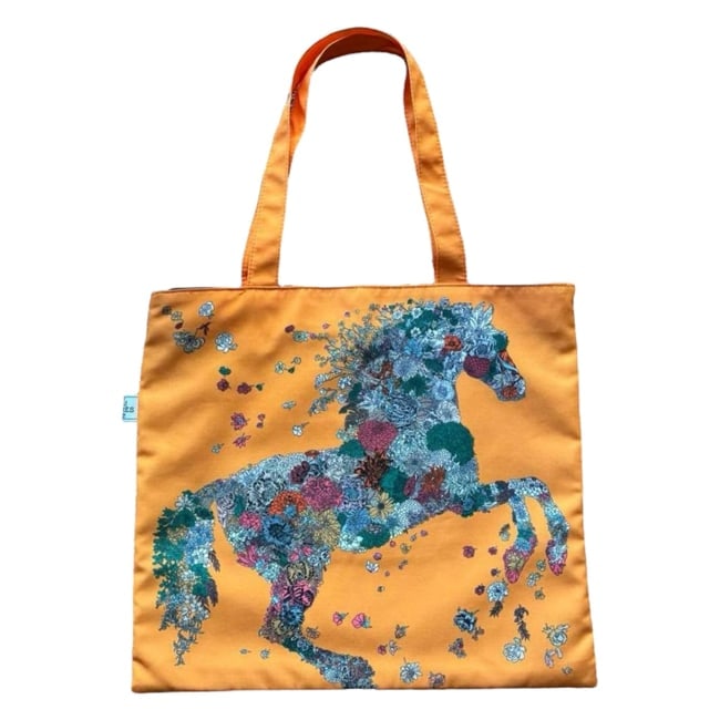 Hermes Orange/Blue Multicolor Signature Horse Print U.L Tote (1 of 9)