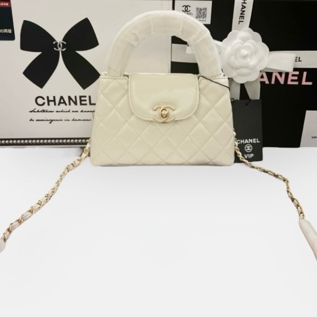 CHANEL White 23k Kelly Mini Shopping Beaute Bag & Original Box (1 of 9)
