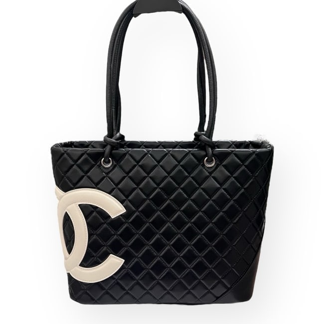 CHANEL Black & White Quilted Cambon Beaute Tote & Gift Bag (1 of 7)