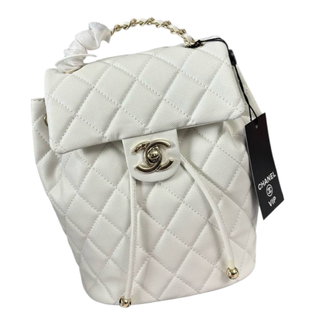 CHANEL White Quilted Urban Spirit Beaute Backpack & Gift Bag (1 of 8)