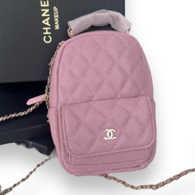 CHANEL Quilted Pink 2Way Carry Beaute Mini Backpack & Original Box (1 of 7)