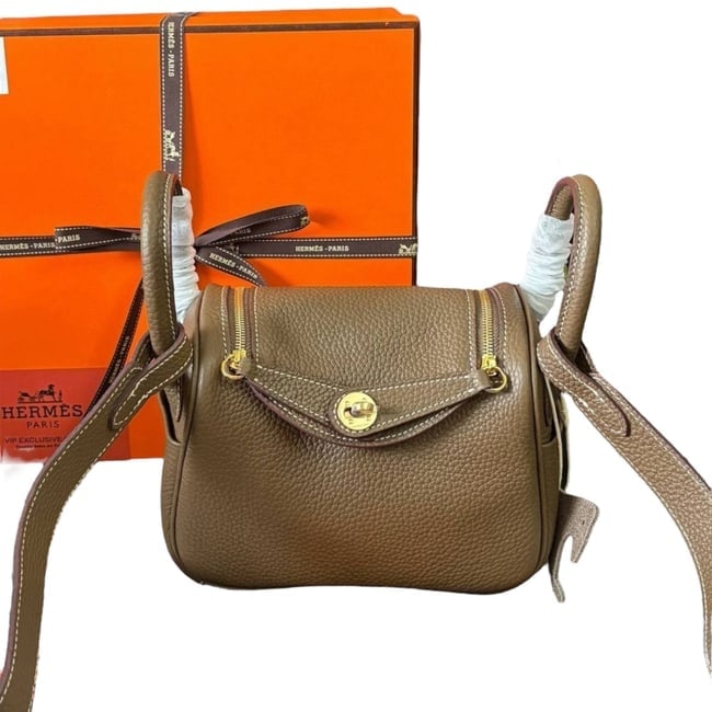 Hermes Lindy Bag Brown Taurillon Pattern Doctor Beaute Bag & Original Box (1 of 8)