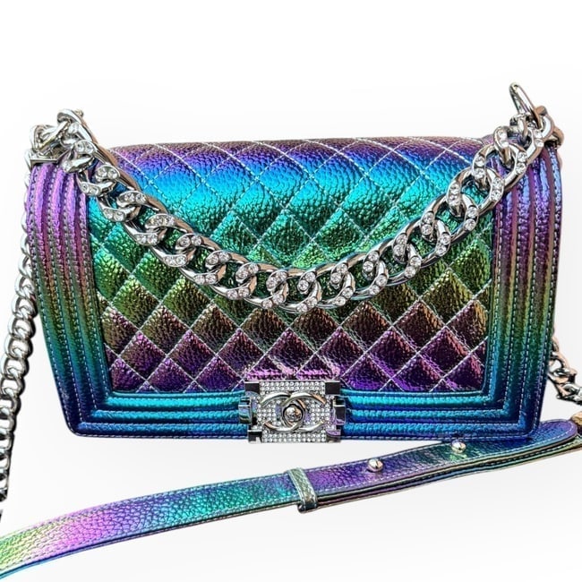 CHANEL Mermaid/White Rhinestones Le Boy Beaute Bag & Original Box (1 of 9)