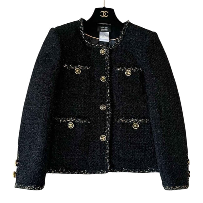 CHANEL Black Tweed Button Up/Long Sleeve UL Jacket (1 of 7)