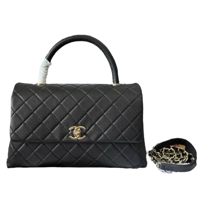 CHANEL Black Quilted CoCo Top Handle Beaute Bag & Removable Strap (1 of 9)