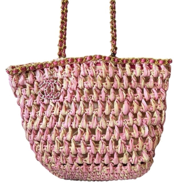CHANEL Woven/Pink Front CC Charm Beaute Tote & Original Gift Bag (1 of 9)