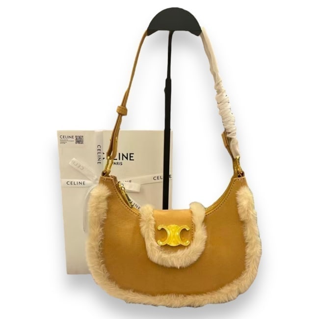 Celine Medium Shearling/Suede Triomphe Beaute Bag & Box (1 of 8)