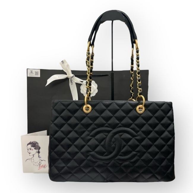 CHANEL Black Quilted Grand Shopping Beaute Tote & Original Gift Bag (1 of 9)