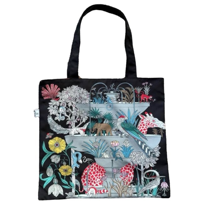 Hermes Black Multicolor Floral/Animal Print U.L Tote (1 of 8)
