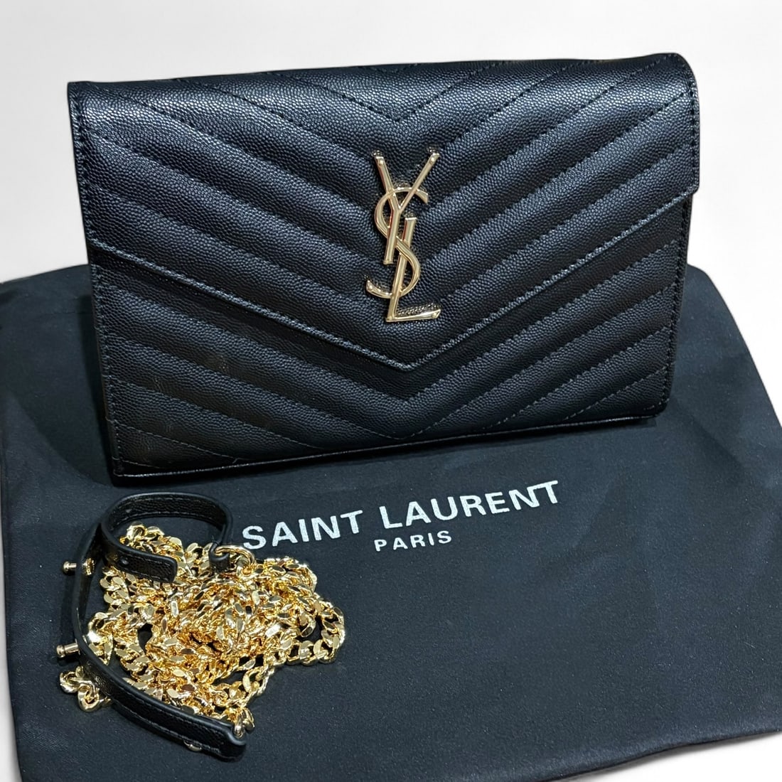 YSL (Saint Laurent) Black Beaute Wallet On Chain & Original Box (1 of 12)