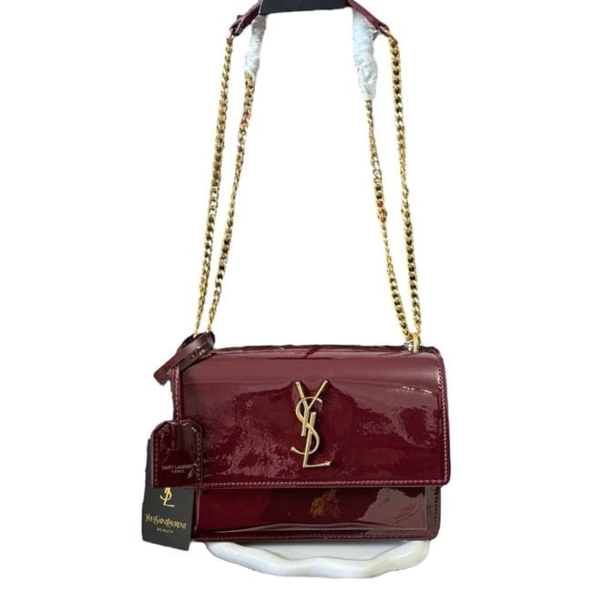YSL (Saint Laurent) Red/Gold Sunset Front Logo Beaute Bag & Box (1 of 9)