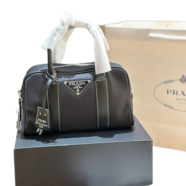 Prada Black/Silver Mini Boston Beaute Bag, Lock/Key, & Original Gift Bag (1 of 11)