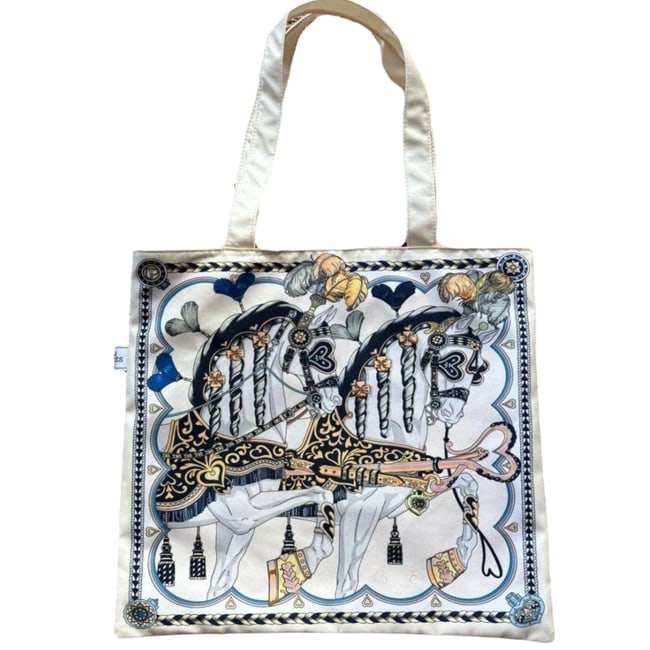 Hermes Cream Multicolor Signature Horse Print U.L Tote (1 of 6)