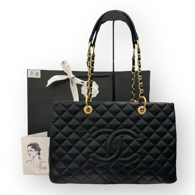 CHANEL Black Quilted Grand Shopping Beaute Tote & Original Gift Bag (1 of 13)