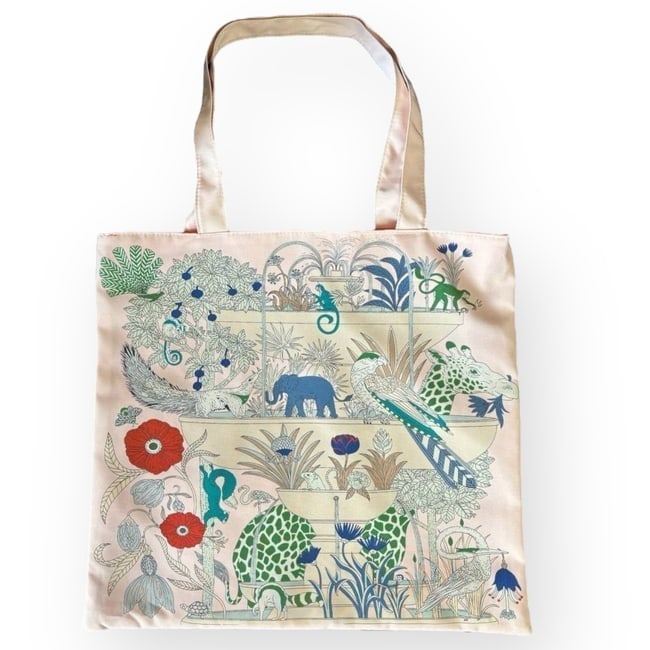 Hermes White Multicolor Paradise Detail Silk U.L Tote (1 of 7)