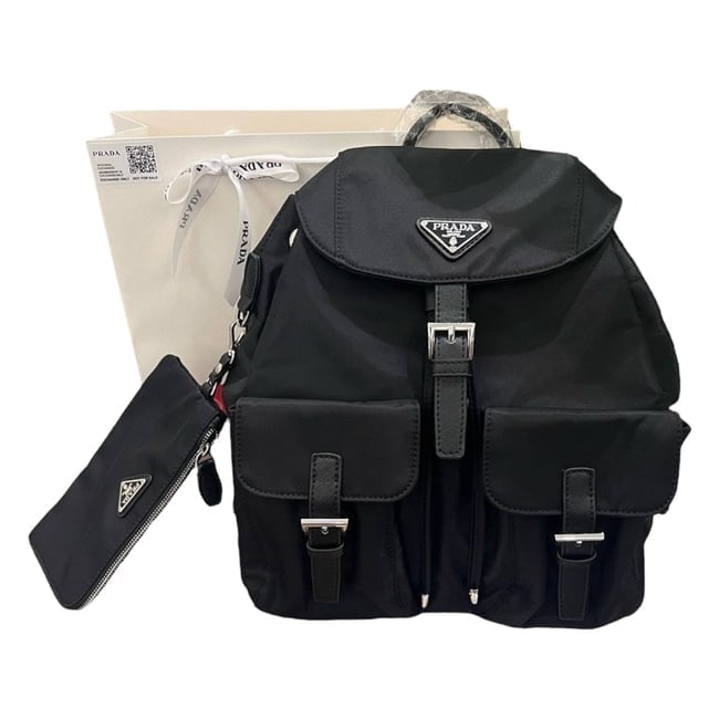 Prada Black/Silver Dual Pocket Beaute Backpack & Original Gift Bag (1 of 8)