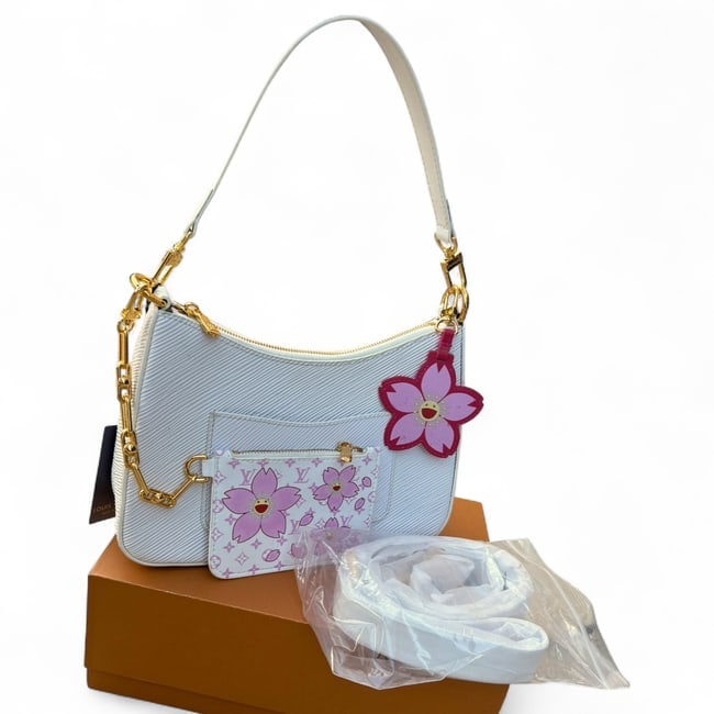 Louis Vuitton White/Pink Floral Detailed Marelle Beaute Bag, Pouch, & Original Box (1 of 13)