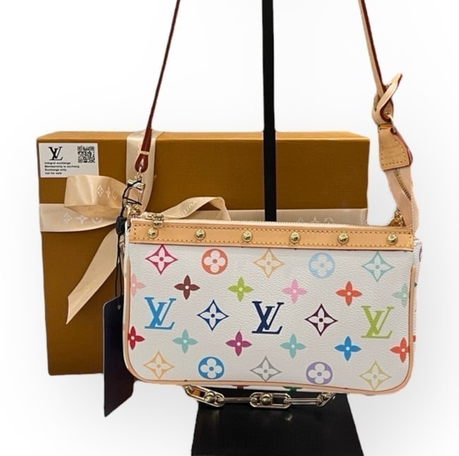 Louis Vuitton White Multi Murakami Pochette Beaute Bag & Original Box (1 of 7)