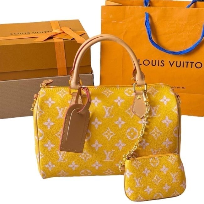Louis Vuitton Yellow Mono Speedy 30 Beaute Bag, Strap, & Dust Bag (3 Colors Avail) (1 of 10)