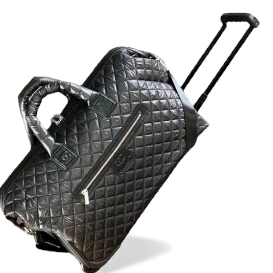 Chanel Black Coco Cocoon Quilted Rolling Travel Beaute Suitcase (1 of 9)