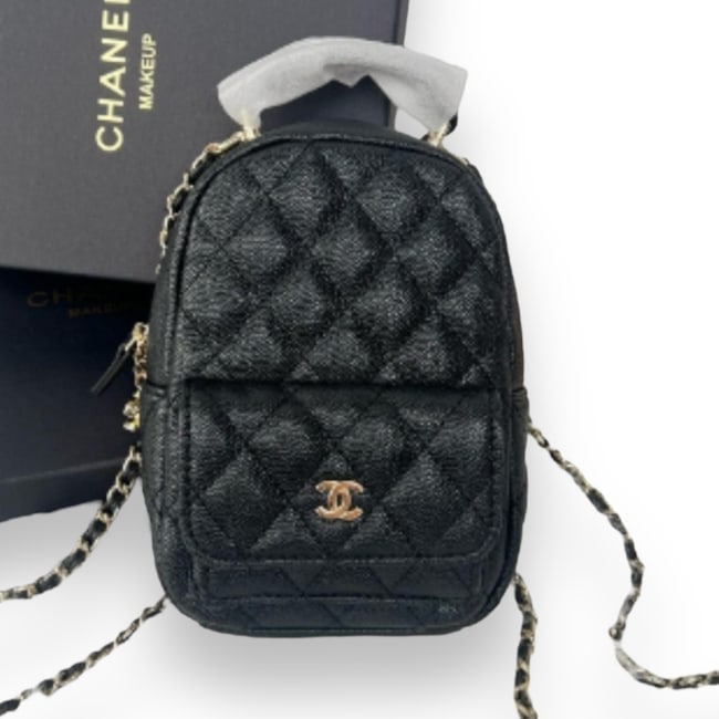 CHANEL Quilted Black 2Way Carry Beaute Mini Backpack & Original Box (1 of 8)