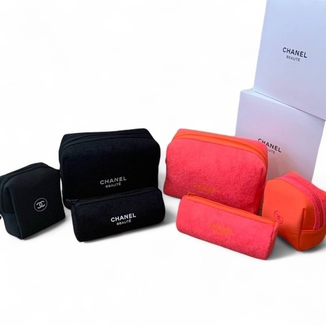 CHANEL 3Pc Black OR Pink Travel Bag Beaute Set & Original Box (1 of 9)