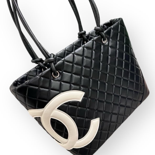 CHANEL Black & White Quilted Cambon Beaute Tote & Gift Bag (1 of 7)