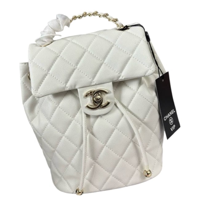 CHANEL White Quilted Urban Spirit Beaute Backpack & Gift Bag (1 of 8)