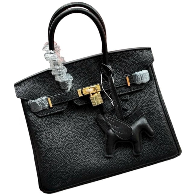 Hermes Black/Gold Birkin 30 Beaute Bag & Original Box: • Hermes • Black • Gold Tone Hardware • Birkin Bag 30 • Signature Twist Lock Closure • Double Handles • Interior Slip Pocket • Lock/Key Included • Protecti