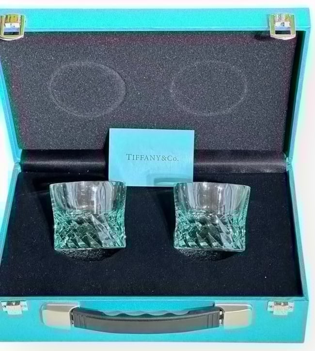 Tiffany & Co. Tiff Blue 2Pc Glass Set & Original Storage Box (1 of 6)