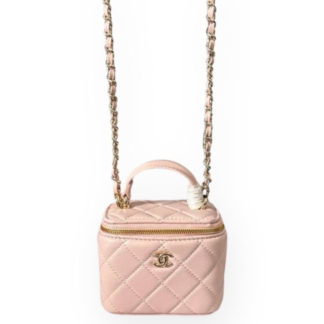 Chanel Pink Mini Classic Top Handle Vanity Beaute Case & Original Box (1 of 9)