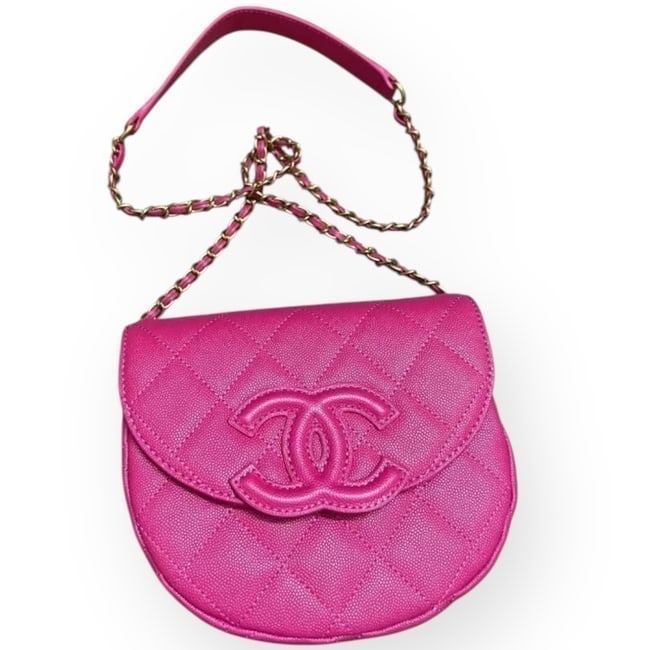 CHANEL Quilted Hot Pink/Gold CC Messenger Beaute Shoulder Bag (1 of 8)