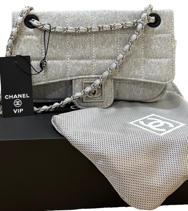 CHANEL Grey Chocolate Bar Classic Flap Sport Line Beaute Bag & Original Box (1 of 13)
