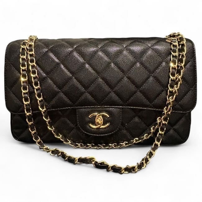 CHANEL Jumbo Black Quilted Classic Flap Beaute Bag & Gift Bag (1 of 12)