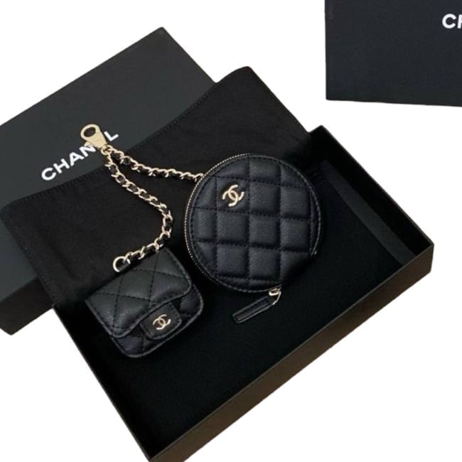 Chanel Bag Charm Round Beaute Pouch, AirPods Holder, & Original Box (1 of 6)