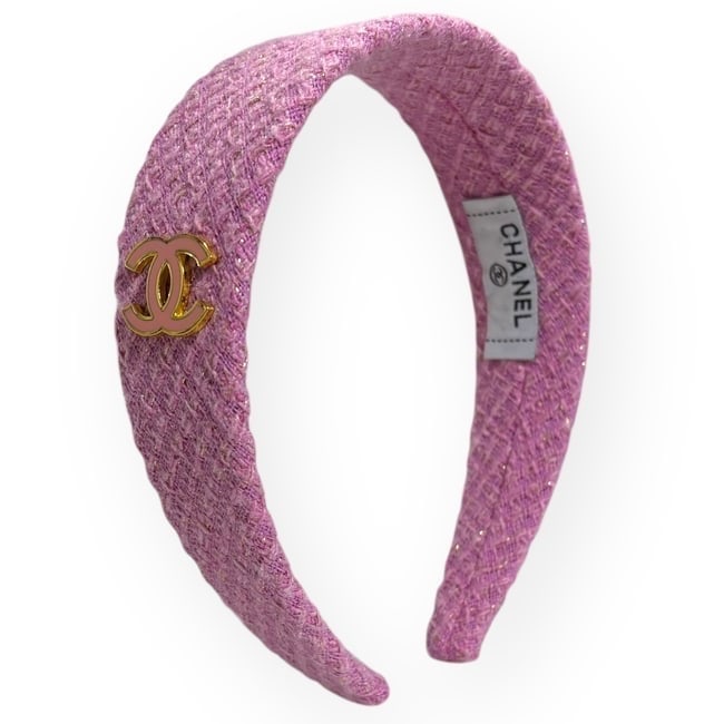 CHANEL Pink/CC Logo Wide Beaute Headband W Side Logo (1 of 5)