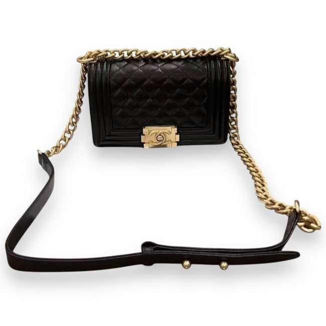 CHANEL Quilted Black/Gold Le Boy Beaute Bag & Original Box (1 of 9)