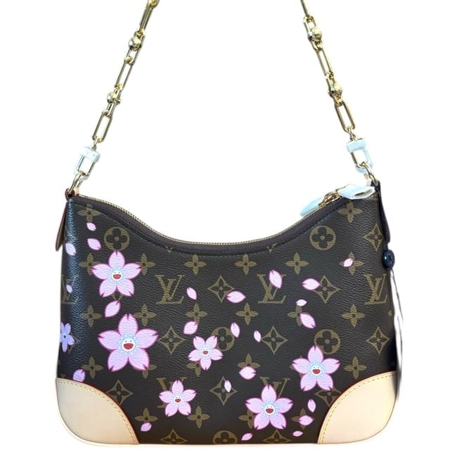 Louis Vuitton x TM Boulogne PM Mono Floral Print Beaute Bag & Original Gift Bag: • Louis Vuitton • Takashi Murakami • Boulogne PM • Monogram Pattern • Gold Tone Hardware • Zip Closure • Removable Strap • Floral Detail • Original B