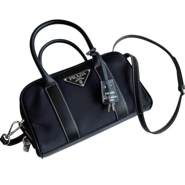 Prada Black/Silver Mini Boston Beaute Bag, Lock/Key, & Original Gift Bag (1 of 11)